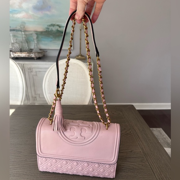 Tory Burch Shell Pink Leather Shoulder Bag - Picture 2 of 9